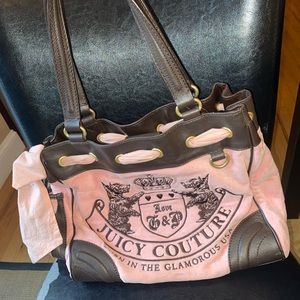 Vintage Juicy Courture Bag Brown leather and Pink velvet.